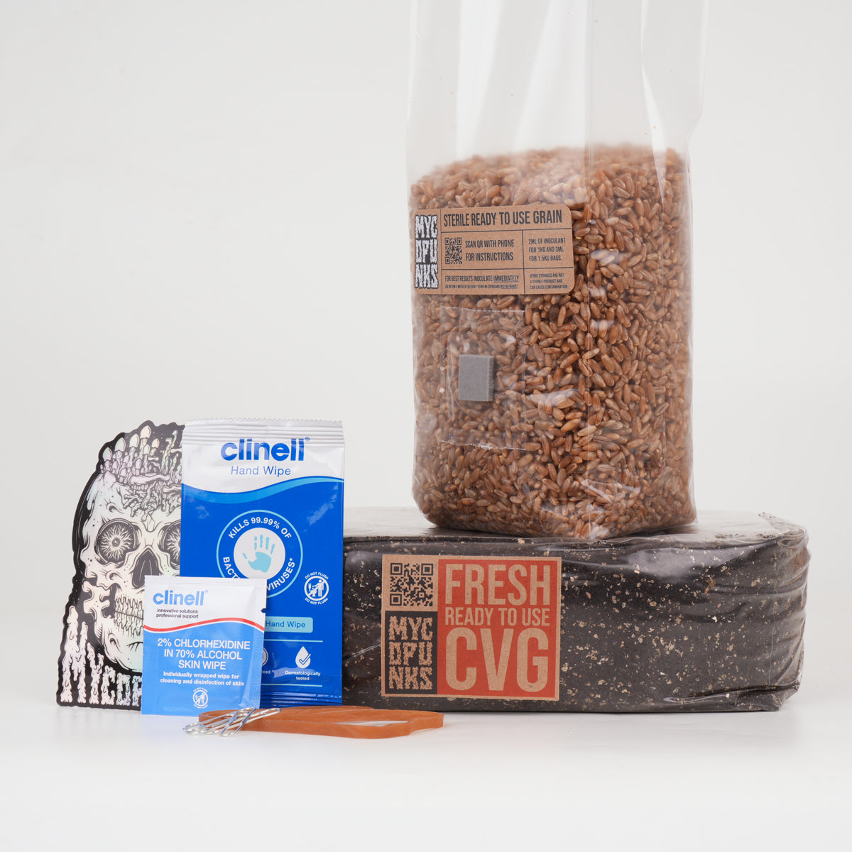 The Organic Rye variant of the MycoPunks beginner grow kit