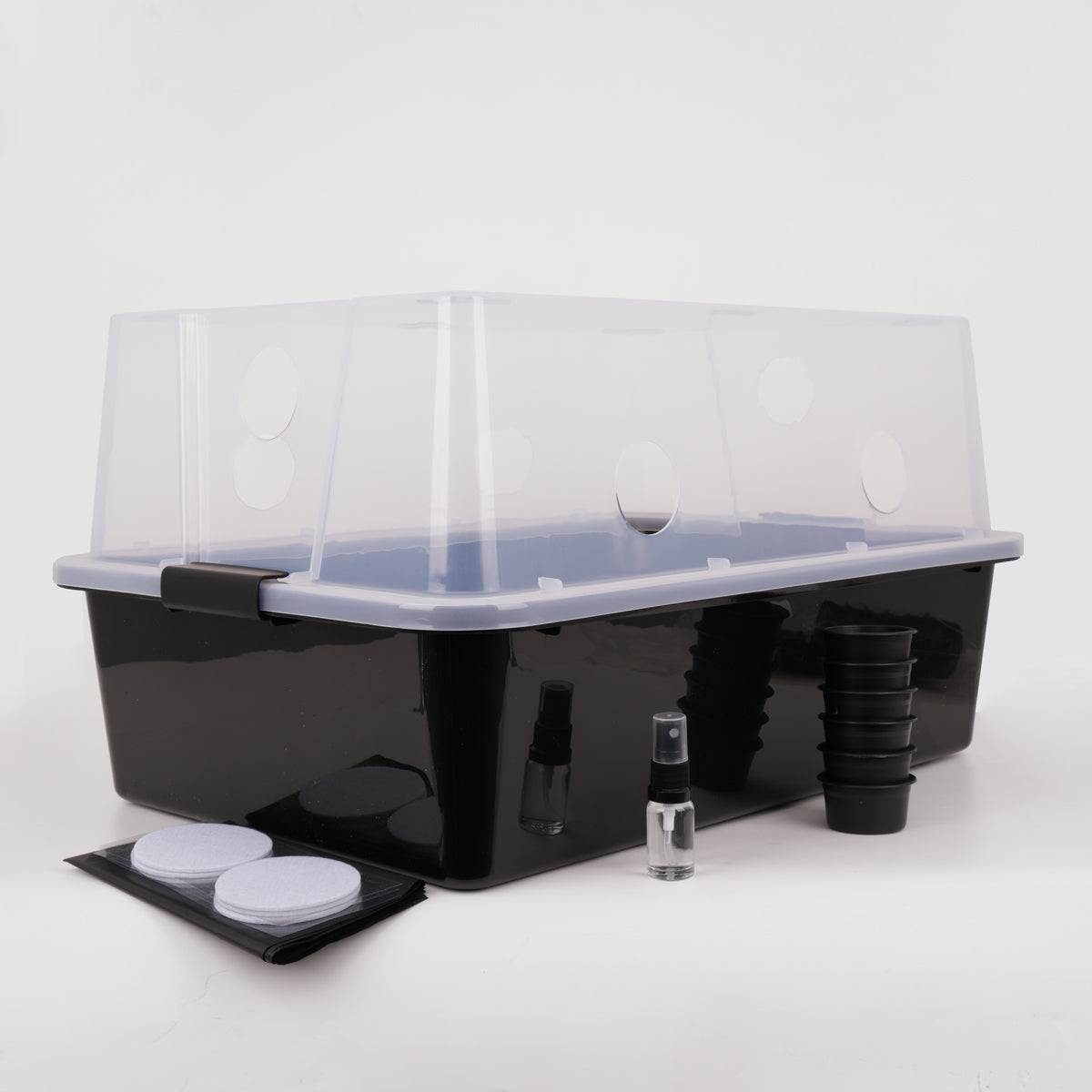 Microppose Large Mushroom Monotub (Mark 1) with accessories on white background
