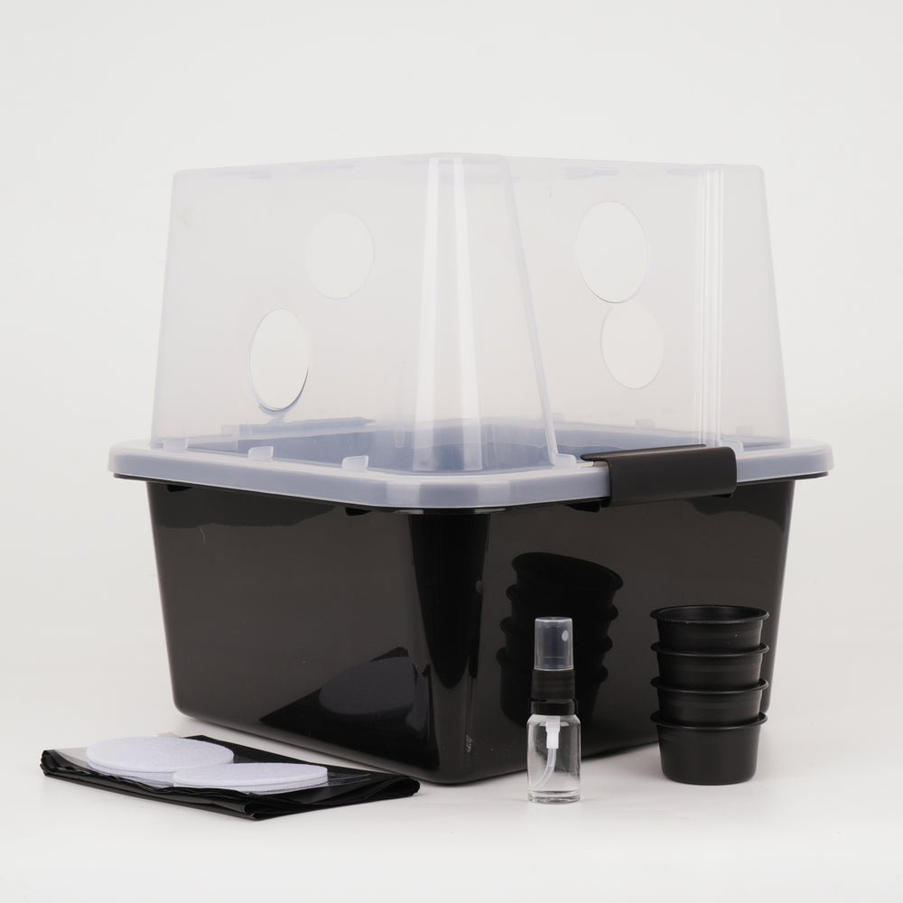 A Microppose Monotub, small, on a white background with accessories