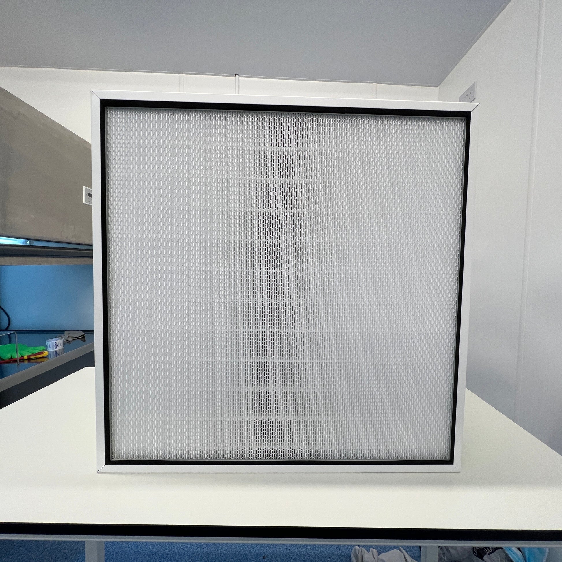 A head-on view of the front filter of the MycoPunks 2x2 V2 flow unit