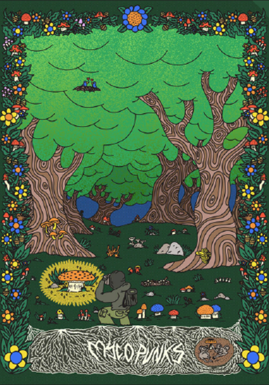 MycoPunks Forest Short Sleeve Organic T-Shirt (Green) Limited Edition